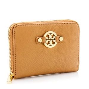 Tory Burch Amanda Royal Tan Zip Wallet coin card case keychain NWT